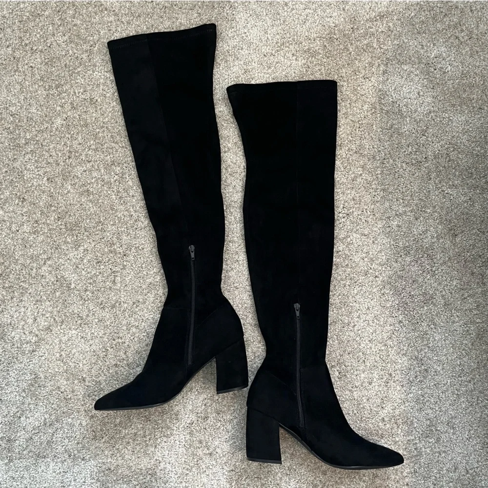 Steve Madden Over the Knee Boots - Black suede, 8.5